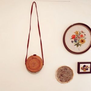 handwoven round rattan bag!